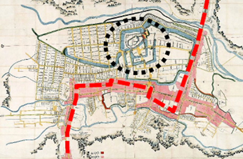 에도시대의도시모습(오슈시라카와성하 전도(奥州白河城下全図))